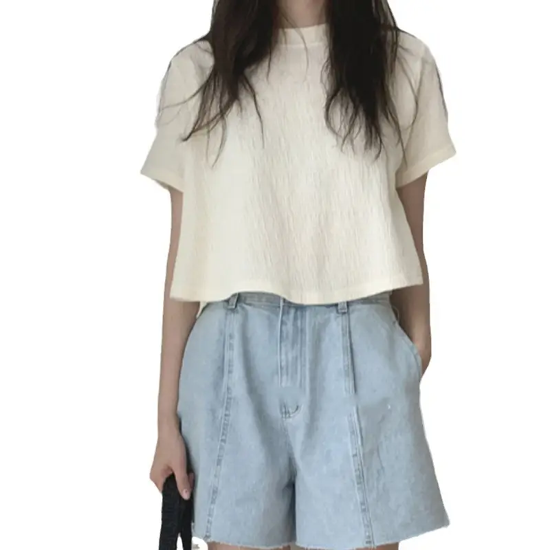 Women Irregular T-Shirt Summer Loose Sleeve White - Image 9