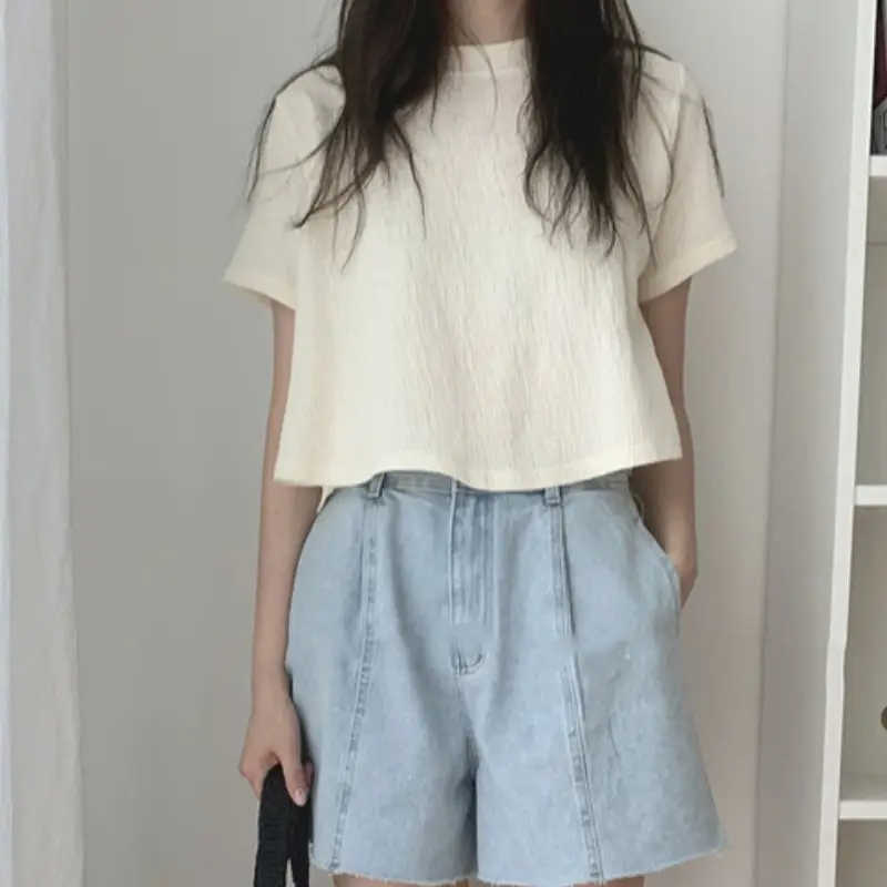 Women Irregular T-Shirt Summer Loose Sleeve White - Image 4