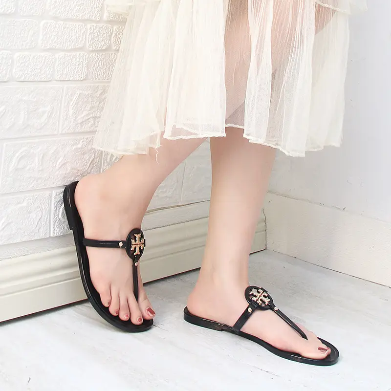 2025 Women's Pink Floral Jelly Flip Flops