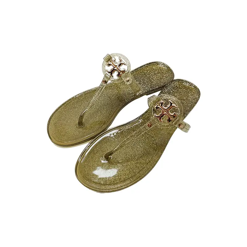 2025 Women's Pink Floral Jelly Flip Flops