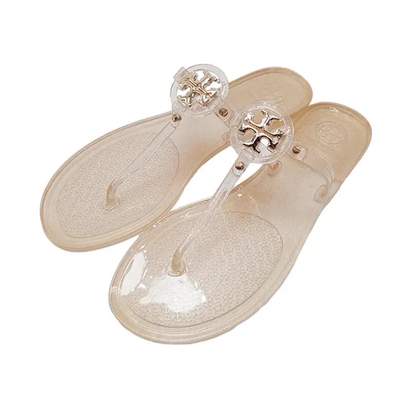 2025 Women's Pink Floral Jelly Flip Flops
