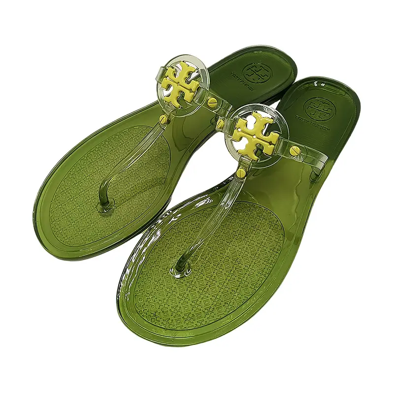 2025 Women's Pink Floral Jelly Flip Flops