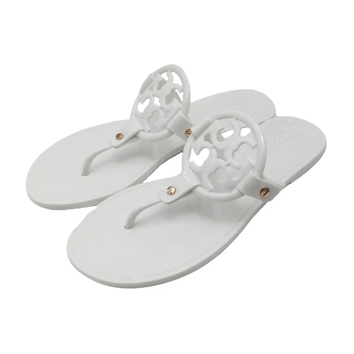 2025 Women's Pink Floral Jelly Flip Flops