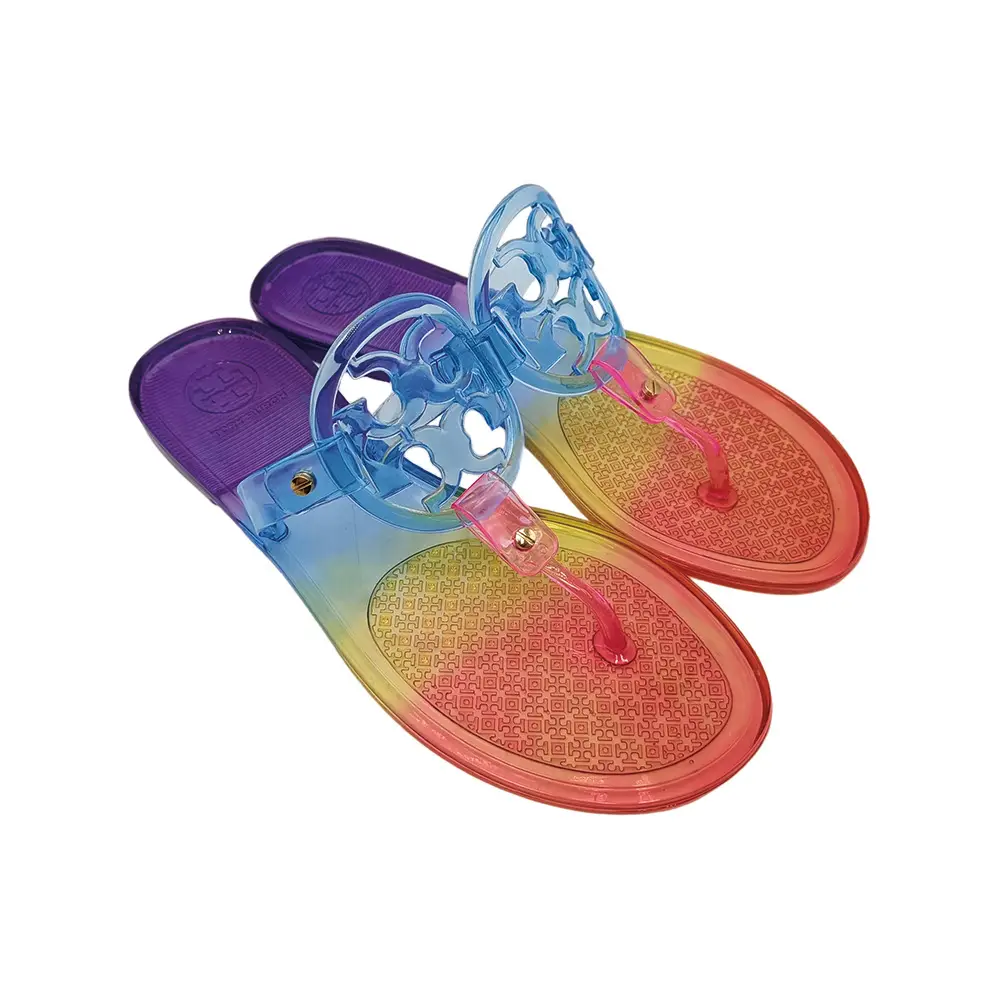 2025 Women's Pink Floral Jelly Flip Flops