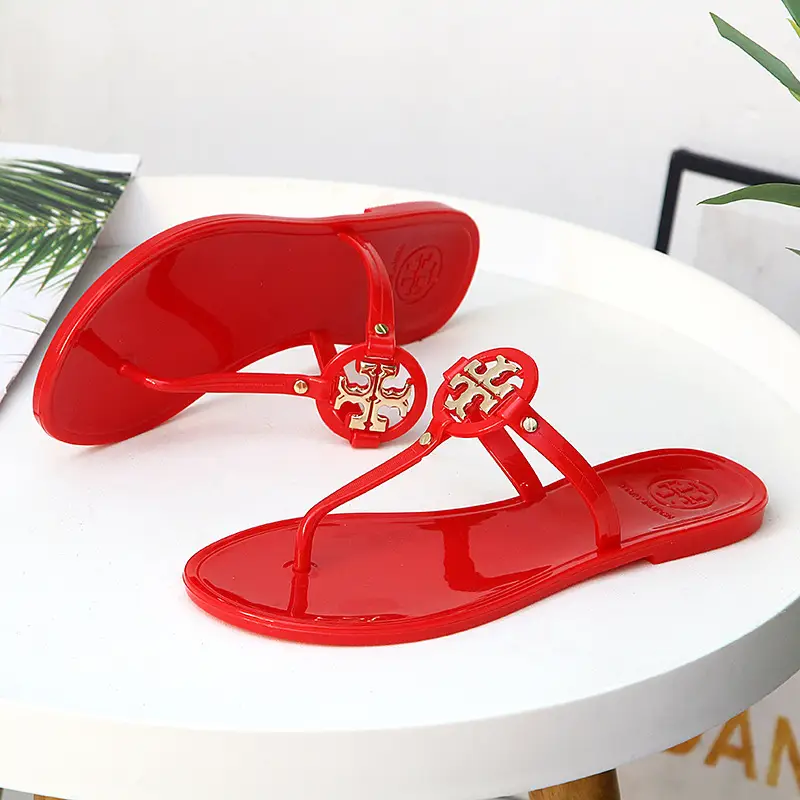 2025 Women's Pink Floral Jelly Flip Flops