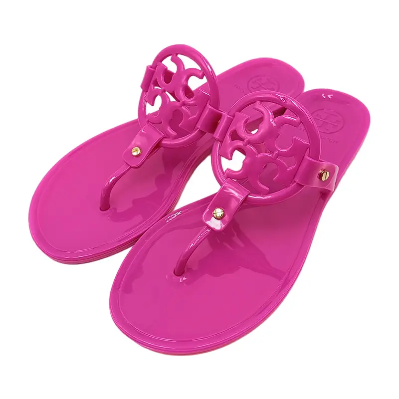 2025 Women's Pink Floral Jelly Flip Flops