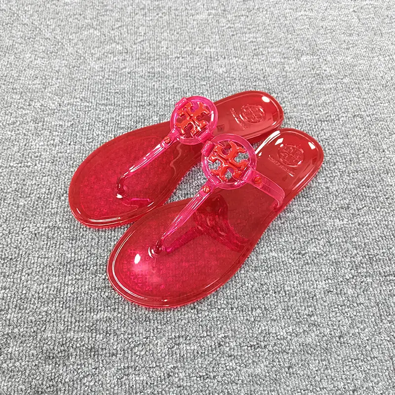 2025 Women's Pink Floral Jelly Flip Flops