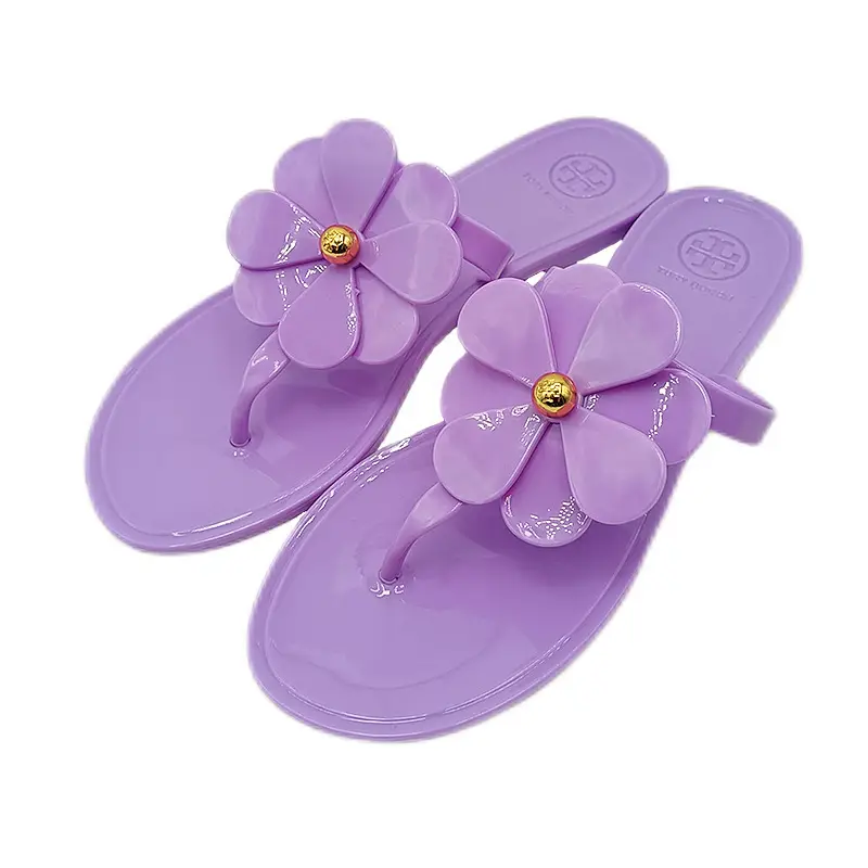2025 Women's Pink Floral Jelly Flip Flops