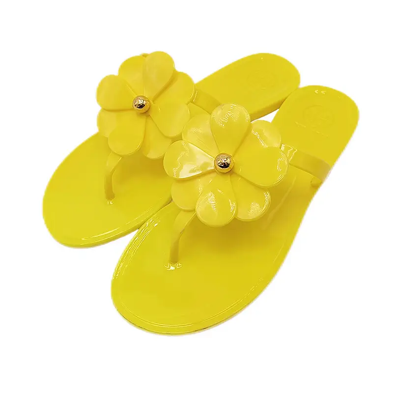 2025 Women's Pink Floral Jelly Flip Flops