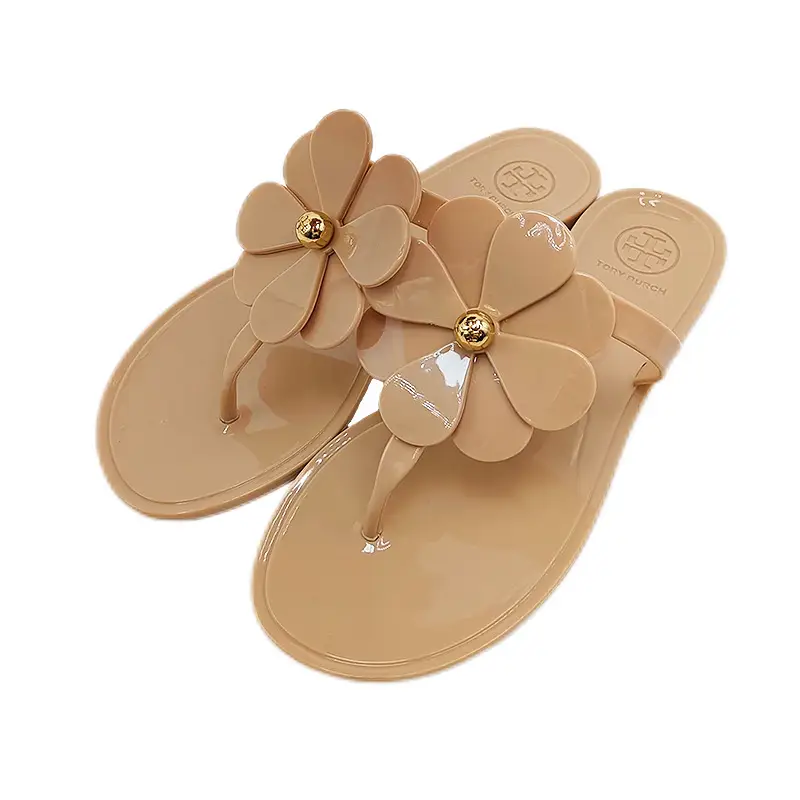 2025 Women's Pink Floral Jelly Flip Flops