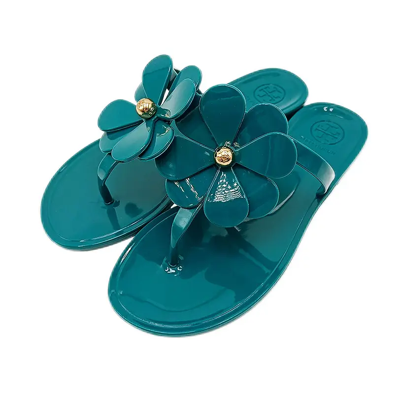 2025 Women's Pink Floral Jelly Flip Flops