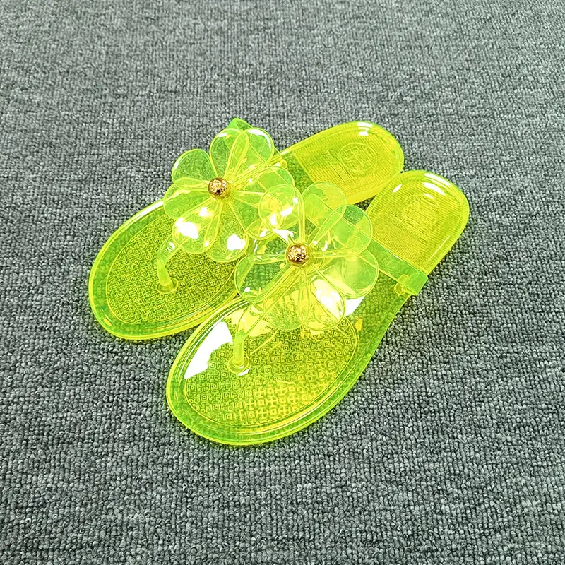 2025 Women's Pink Floral Jelly Flip Flops