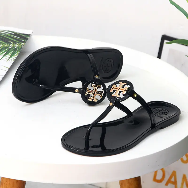 2025 Women's Pink Floral Jelly Flip Flops