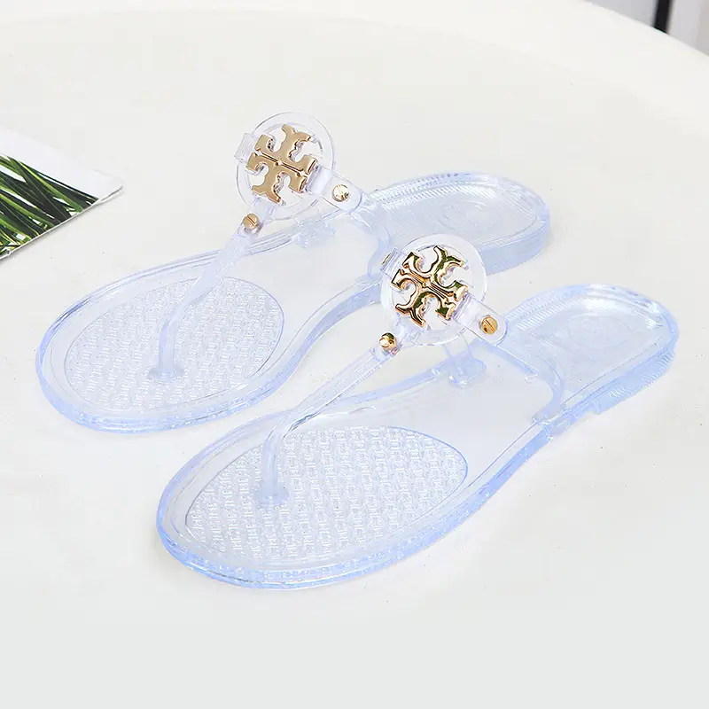 2025 Women's Pink Floral Jelly Flip Flops