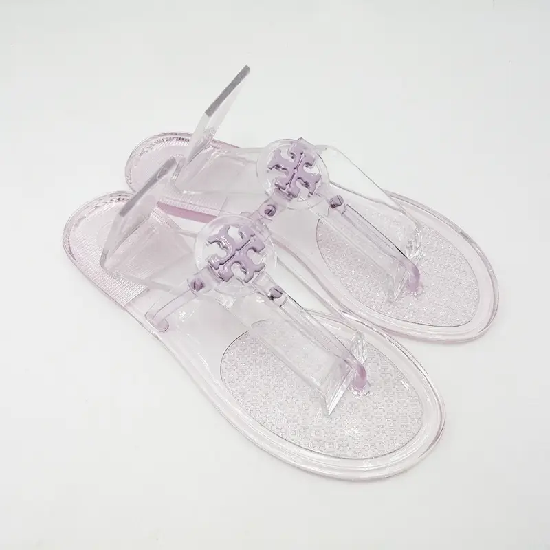 2025 Women's Pink Floral Jelly Flip Flops