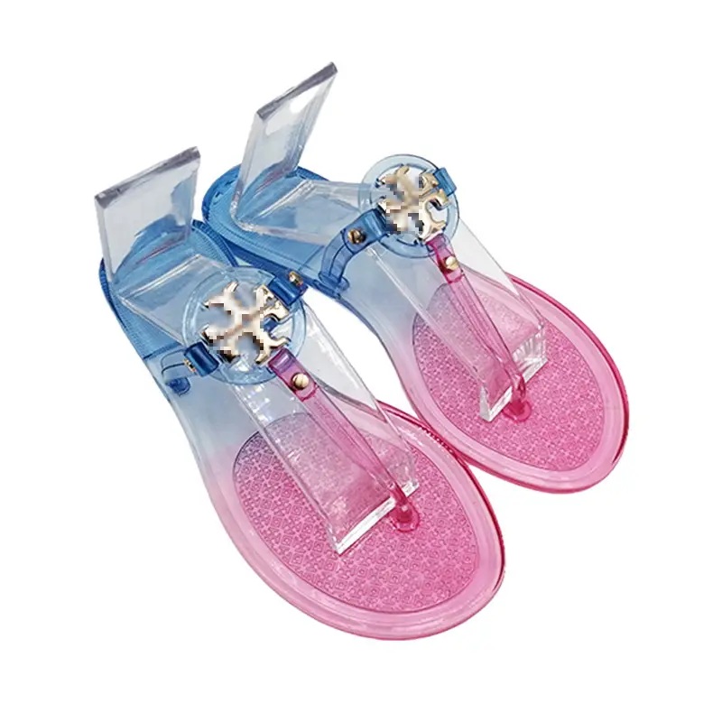 2025 Women's Pink Floral Jelly Flip Flops