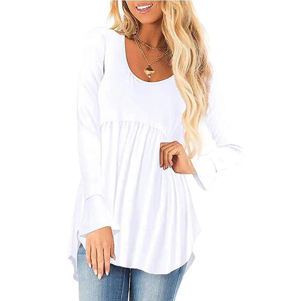 Black Bell Sleeve Pleated T-Shirt for Women
