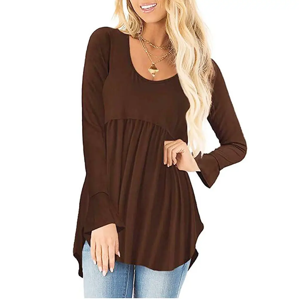 Black Bell Sleeve Pleated T-Shirt for Women