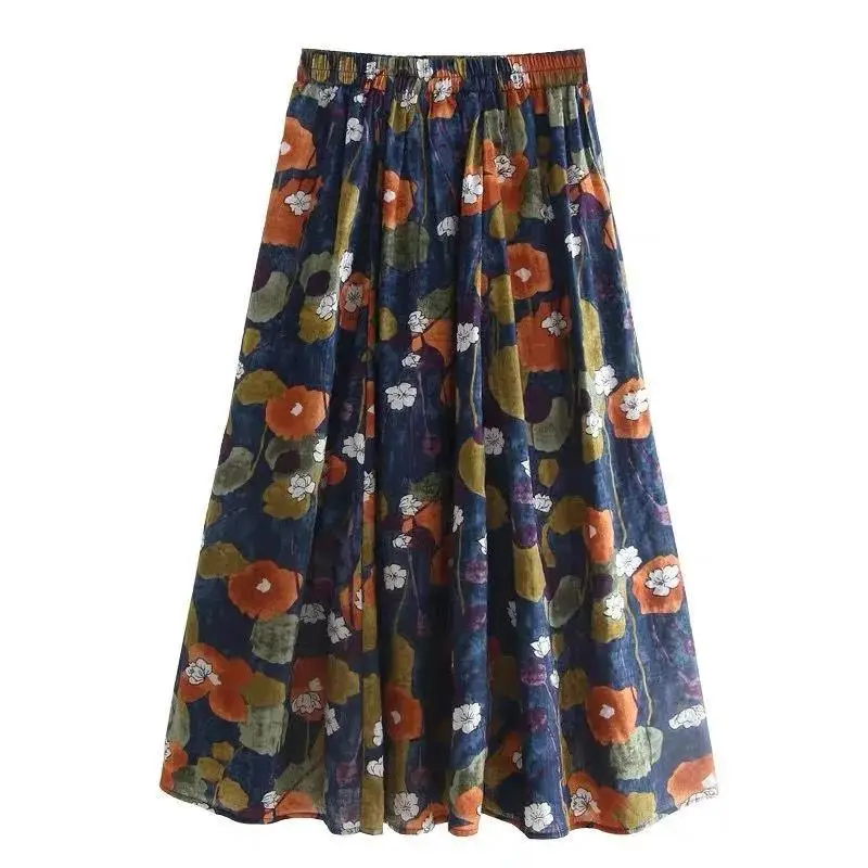 Cotton Striped A-Line Skirt Mid-Length Casual Printed - Image 7