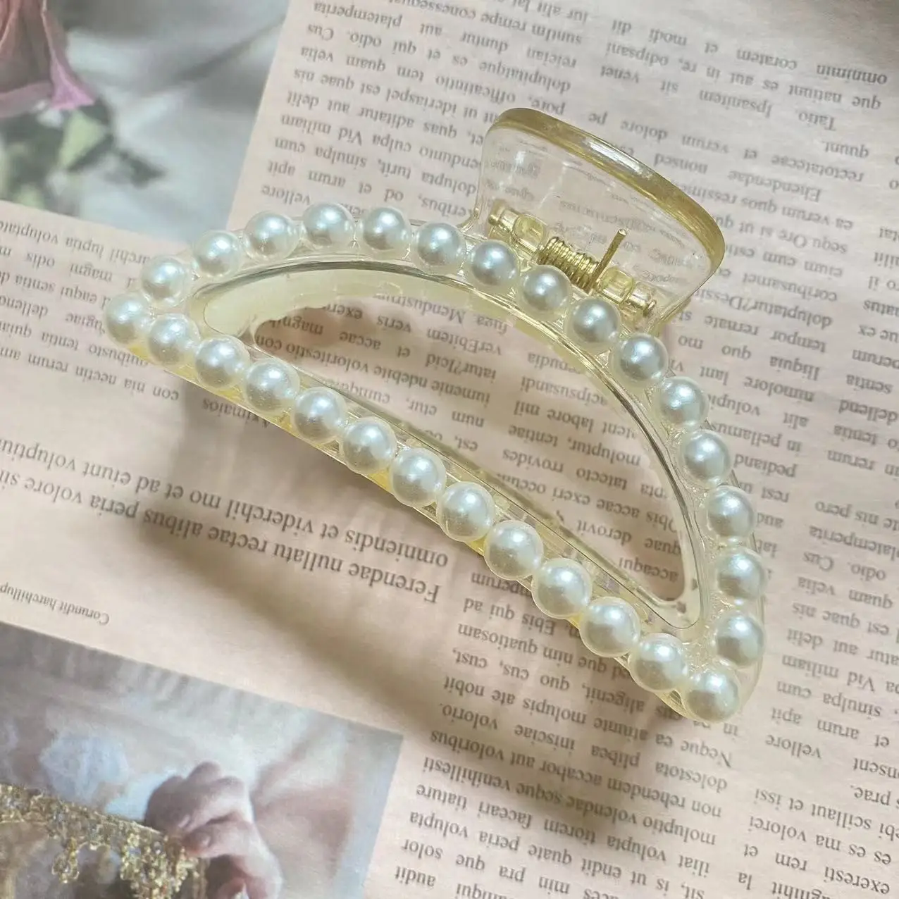 Pearl Hairpin Women's Back of Head Clip Summer Large - Image 12