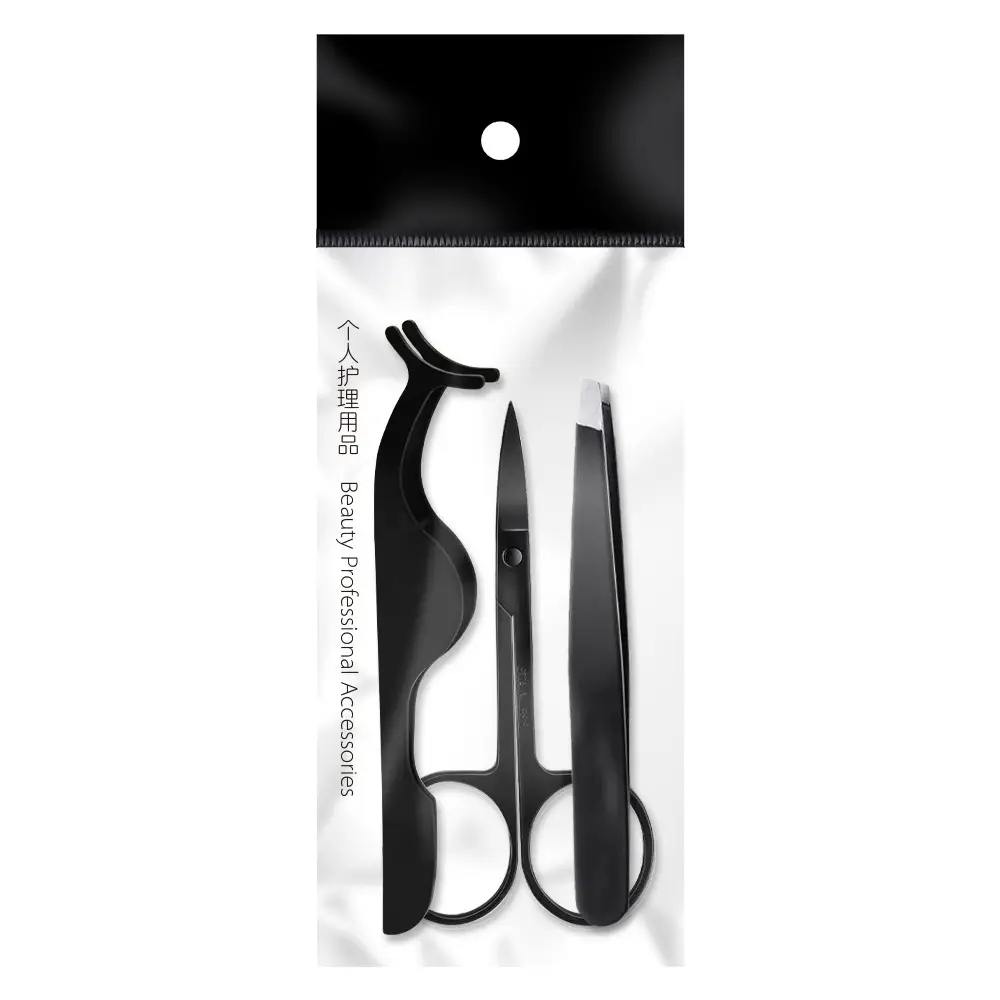 Stainless Steel Eyebrow Clip Set 3-Piece Black - Image 2