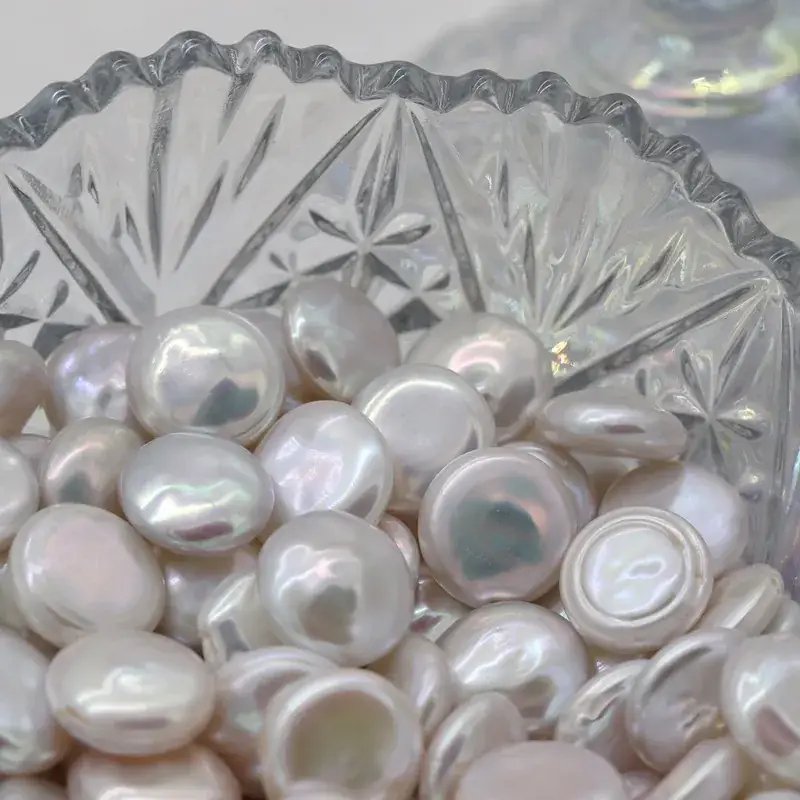 Non-Porous Strong Light Button Beads Freshwater Pearls Round Flat Single-Sided Threaded Ring Face Beads Jewelry Accessories - Image 5
