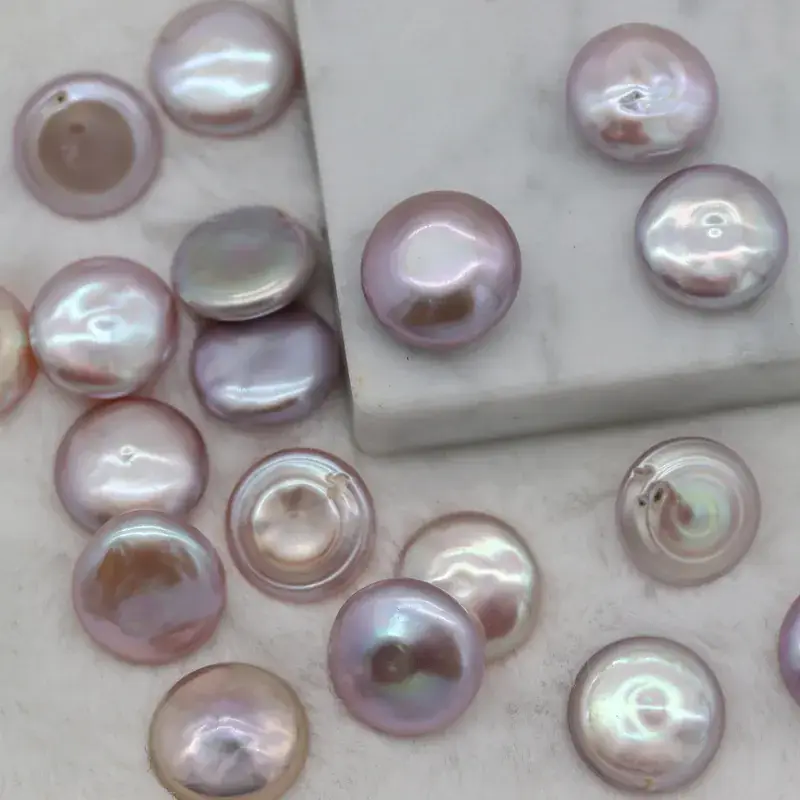 Non-Porous Strong Light Button Beads Freshwater Pearls Round Flat Single-Sided Threaded Ring Face Beads Jewelry Accessories - Image 3
