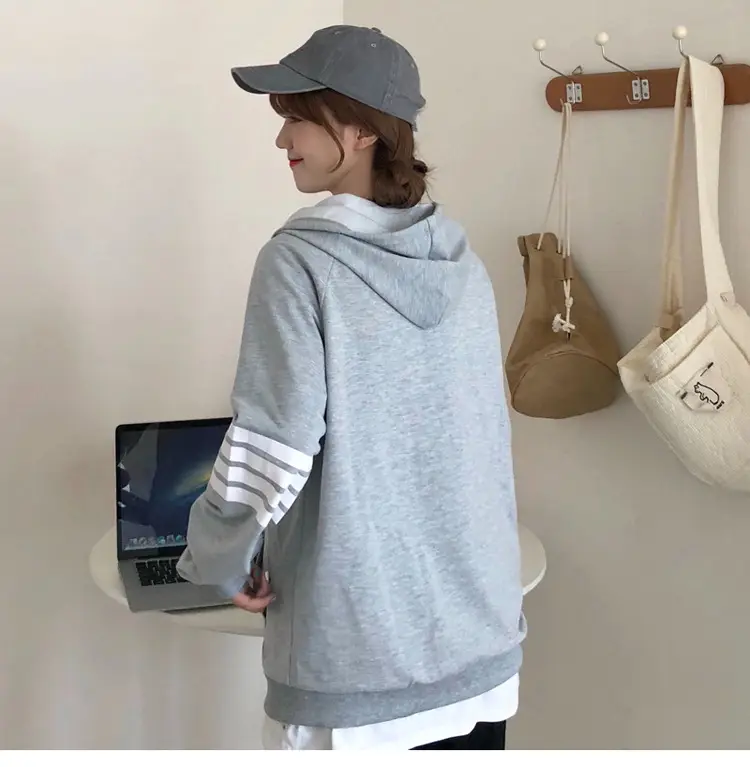 2024 Men's Black Zipper Hoodie with Stripes — feature 22