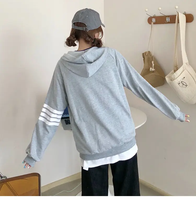 2024 Men's Black Zipper Hoodie with Stripes — feature 23