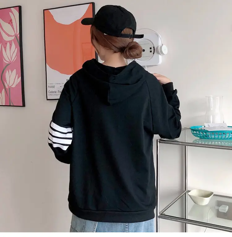 2024 Men's Black Zipper Hoodie with Stripes — feature 7