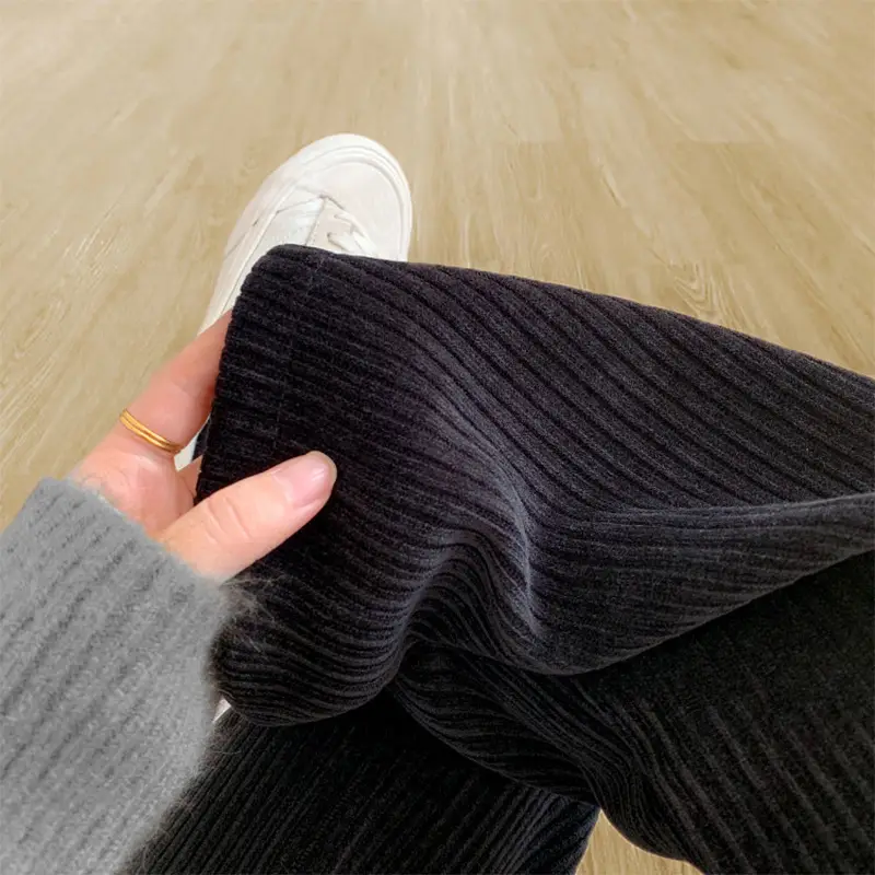 Women Pink Chiffon Wide-leg Pants Spring Autumn Loose Fleece - Image 8