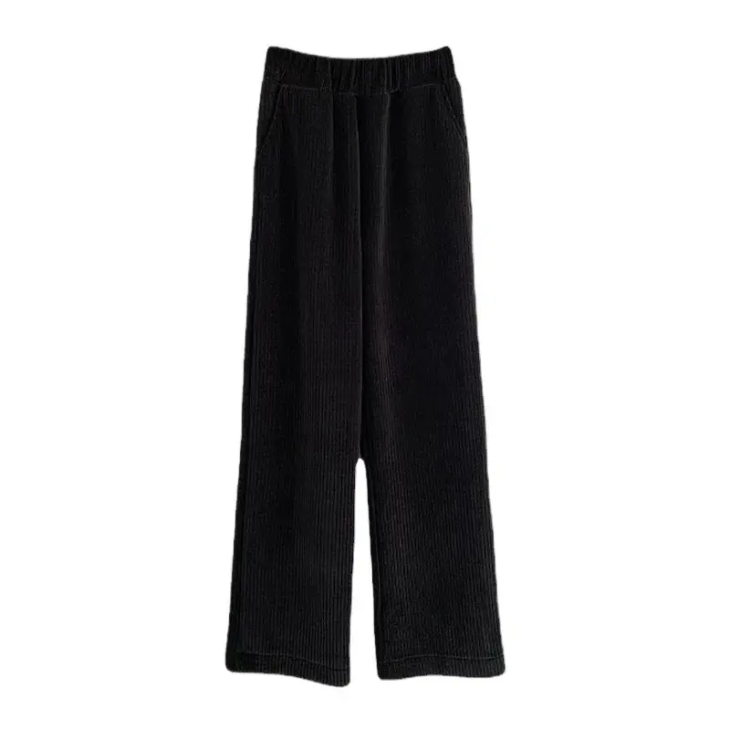 Women Pink Chiffon Wide-leg Pants Spring Autumn Loose Fleece - Image 11
