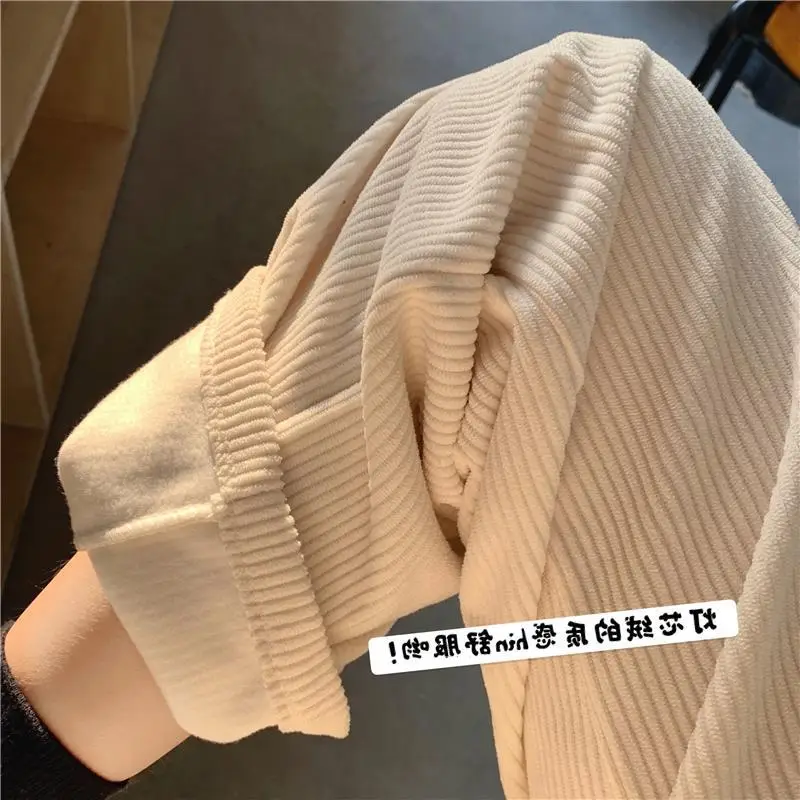 Women Pink Chiffon Wide-leg Pants Spring Autumn Loose Fleece - Image 2