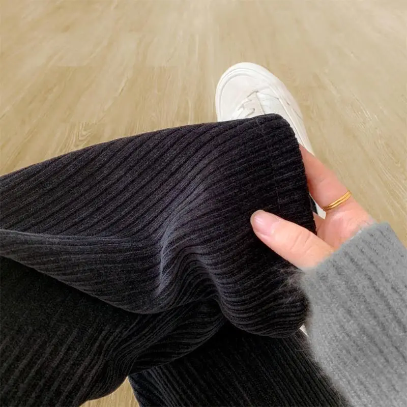 Women Pink Chiffon Wide-leg Pants Spring Autumn Loose Fleece - Image 3
