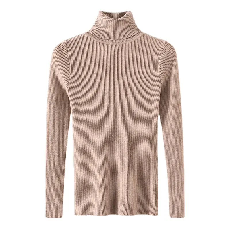 Women Green Knitted Turtleneck Sweater All Season