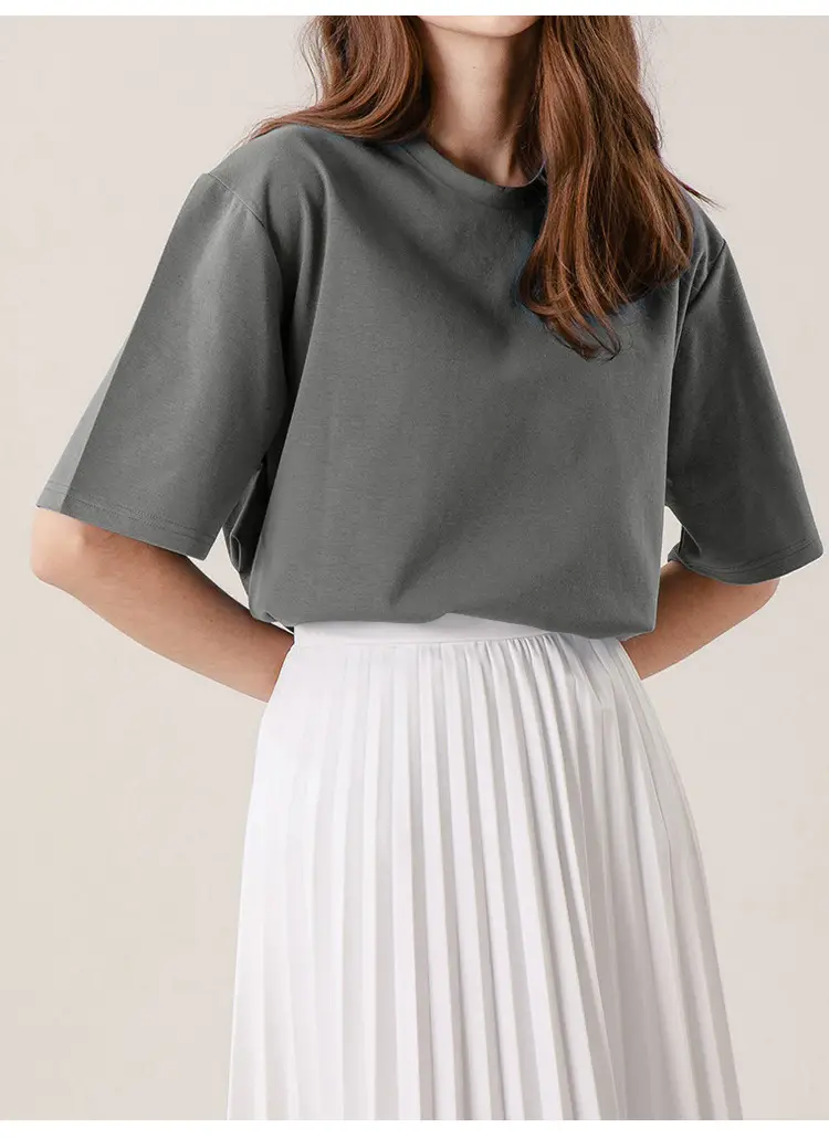 2025 Summer Loose T-Shirt Brown Brushed Cotton Couple — feature 10