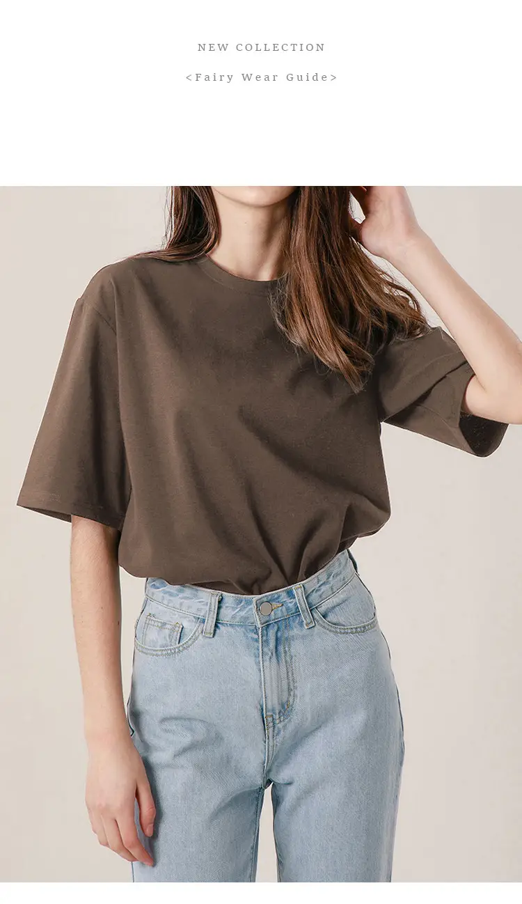 2025 Summer Loose T-Shirt Brown Brushed Cotton Couple — feature 6