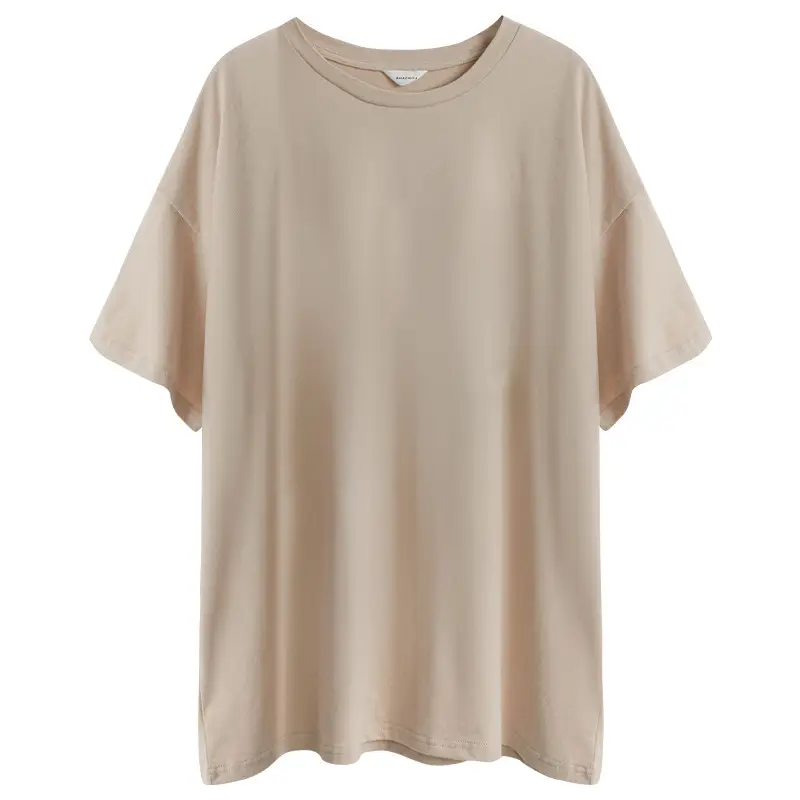 2025 Summer Loose T-Shirt Brown Brushed Cotton Couple - Image 3