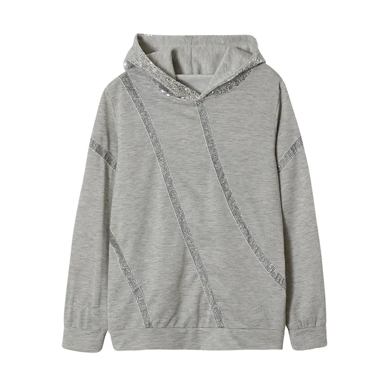 Black Sequin Hooded Sweatshirt Women Winter - Image 7