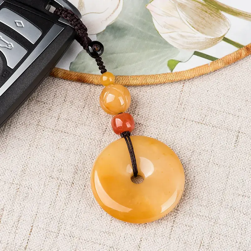 Natural Xinjiang Jade Ping An Buckle Mobile Phone Pendant - Image 3