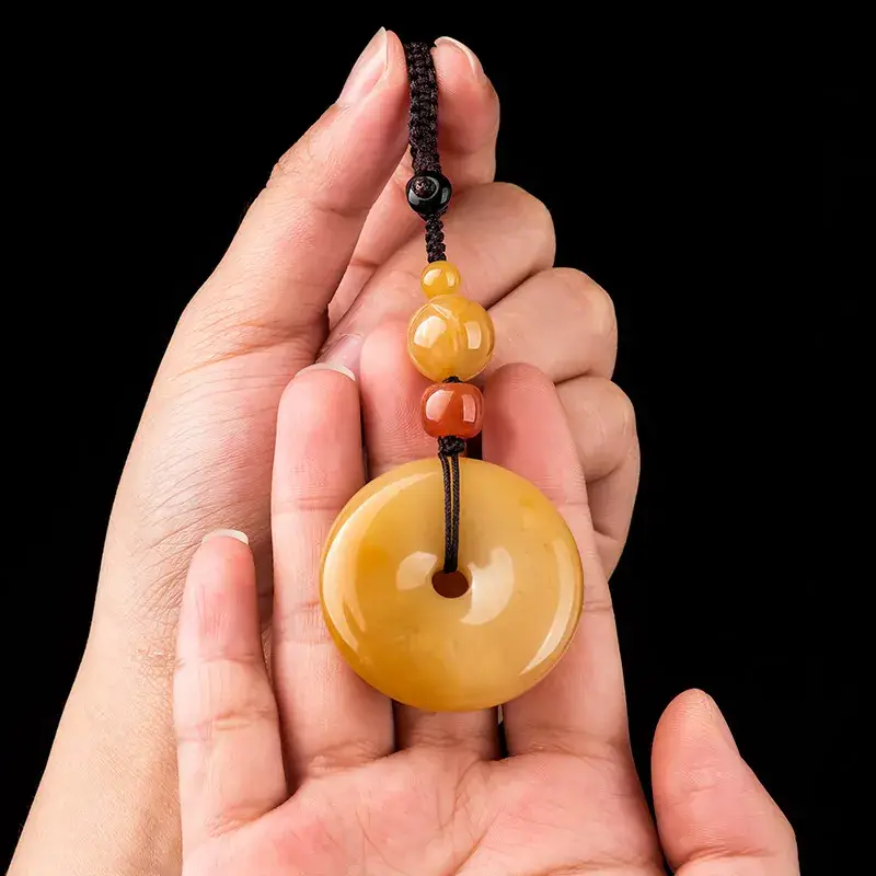 Natural Xinjiang Jade Ping An Buckle Mobile Phone Pendant - Image 4