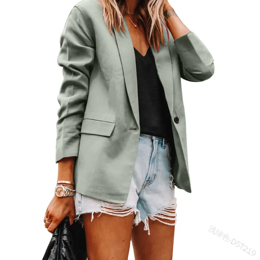 Women Pink Lapel Slim Fit Cardigan Suit Jacket Set