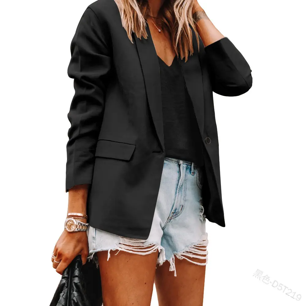 Women Pink Lapel Slim Fit Cardigan Suit Jacket Set