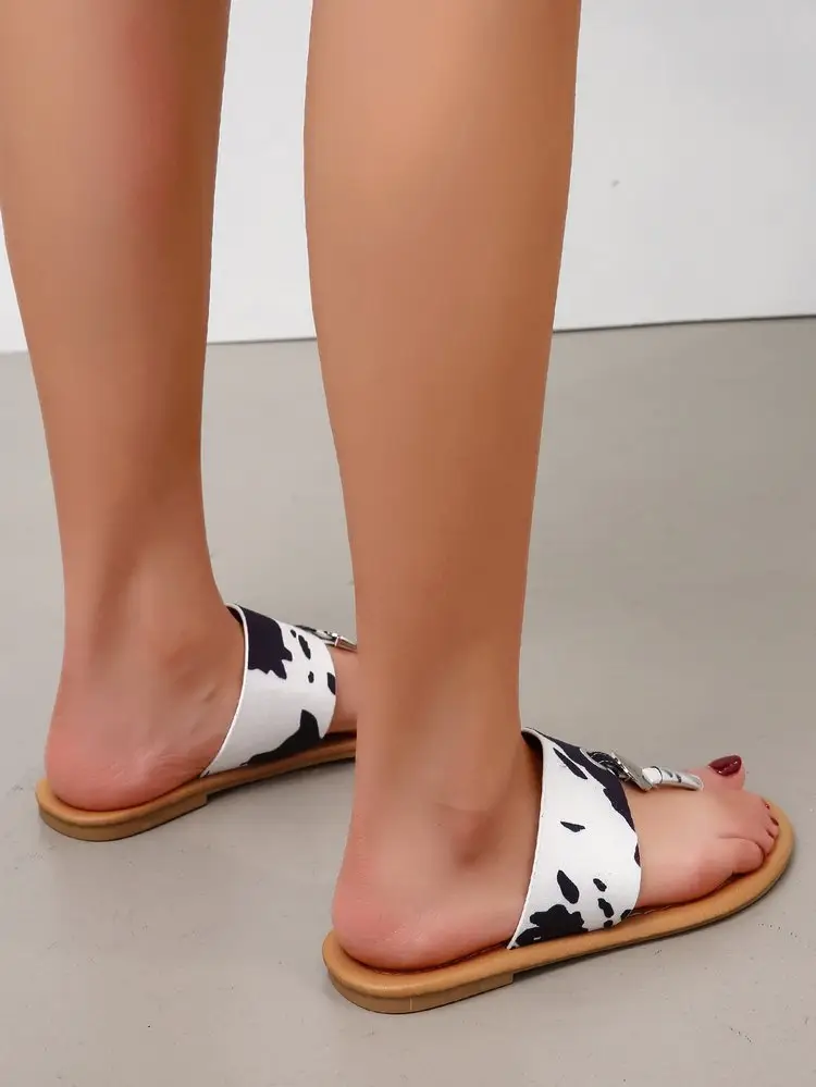 Cow Print Square Heel Sandals Women Large — feature 14