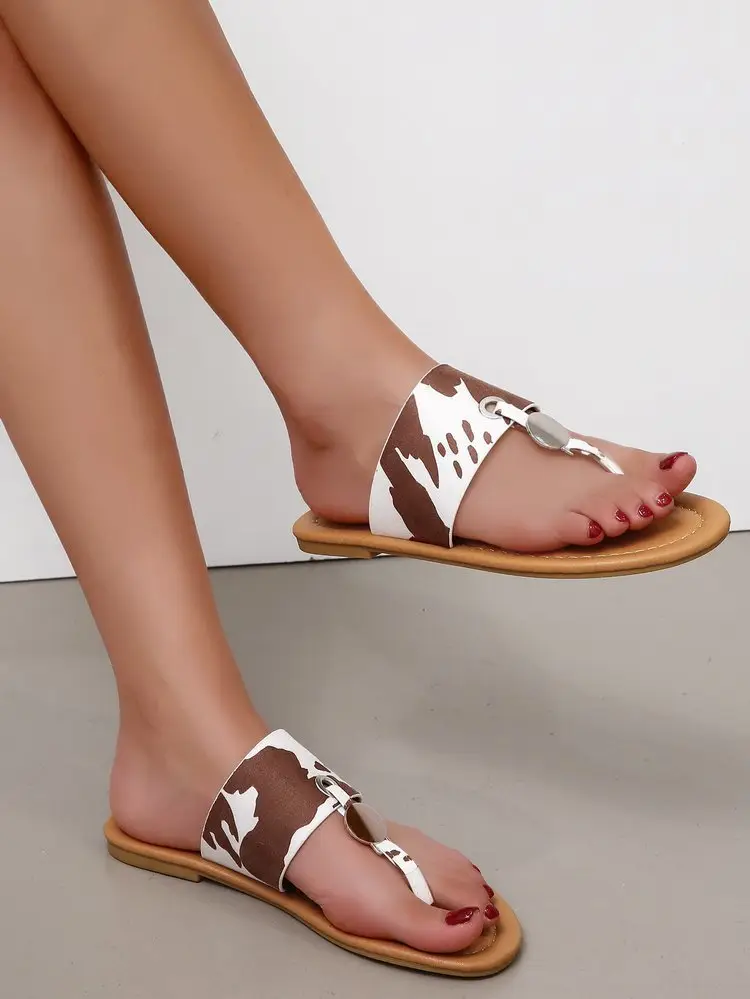 Cow Print Square Heel Sandals Women Large — feature 8