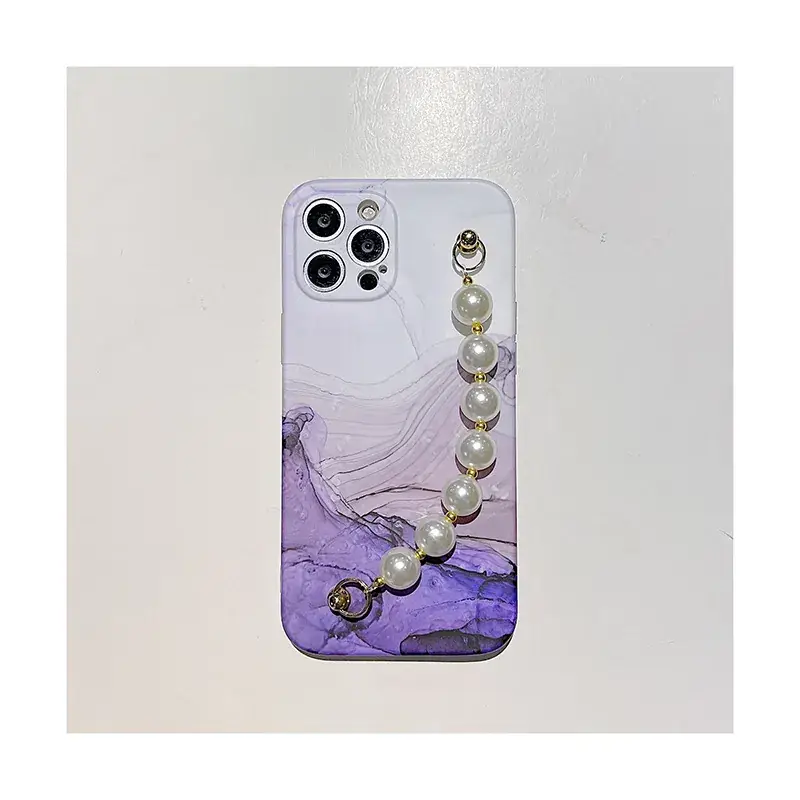 Colorful Marble Pearl Chain iPhone17 Promax Case - Image 13