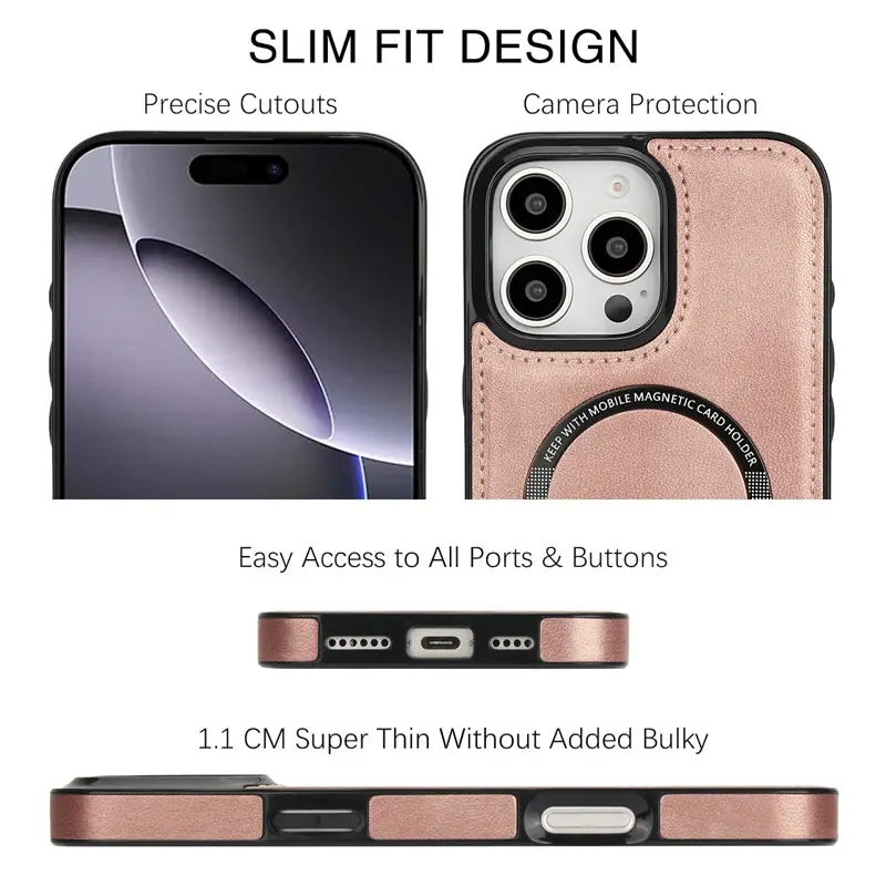 Magnetic Phone Case for iPhone 17 Pro Max Brown Leather - Image 9