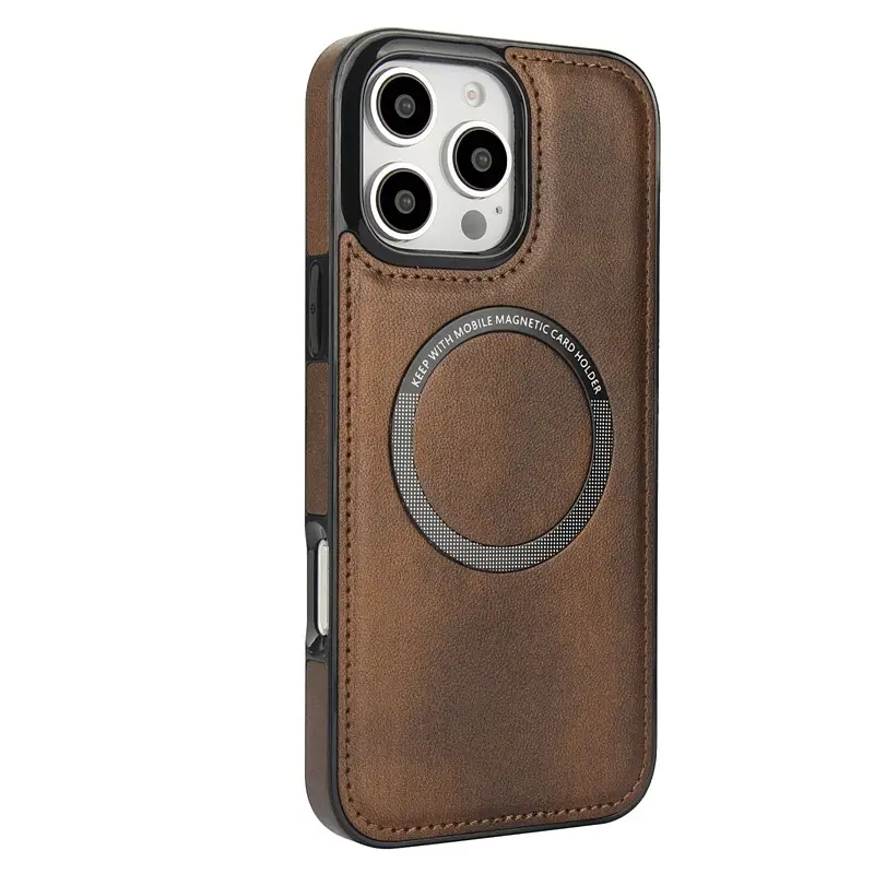 Magnetic Phone Case for iPhone 17 Pro Max Brown Leather - Image 7