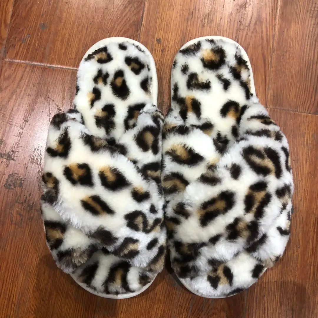 Amazon Slippers Winter Plush Cross-Strap Cotton Indoor Warm Plus Large Fur Slippers Women's High and Low Imitation Rabbit Fur