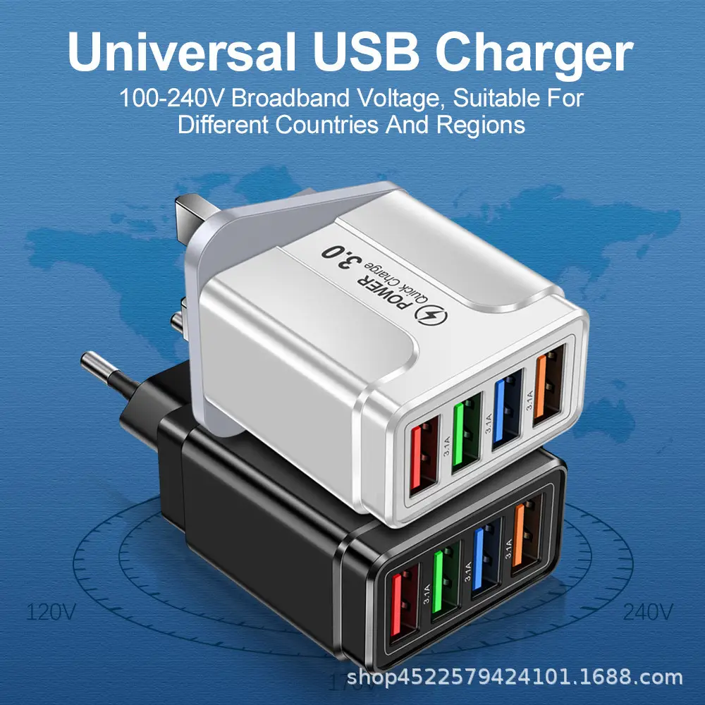 4 USB Color Charging Head LED Lamp 3.1A - Image 3